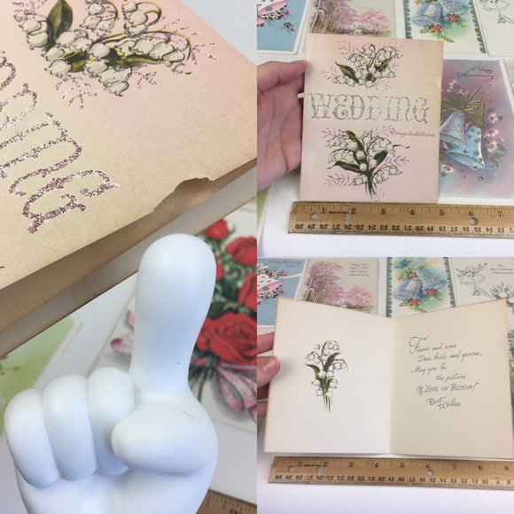 13 Used 1960s Vintage Anniversary Wedding Greeting Cards Scrap Book Art Collect - Picture 4 of 11